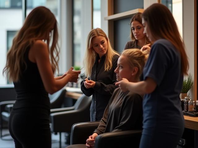 Team of stylists consulting with a client