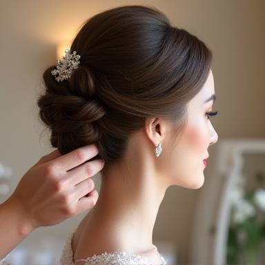 Bridal updo hair styling