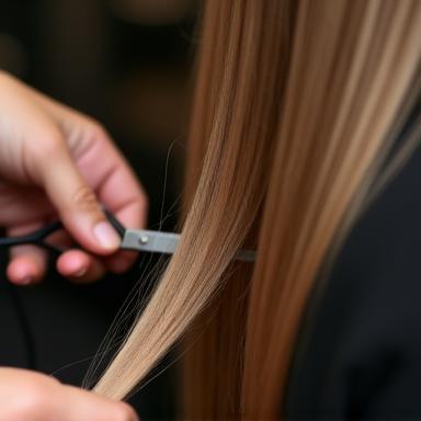 Stylist cutting client's hair